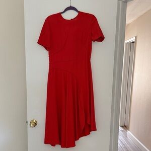 Cedric Charlier Asymmetrical Short-Sleeve Midi Dress